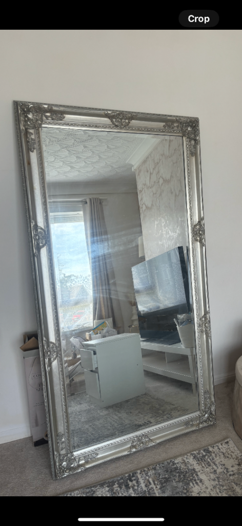Large Silver Ornate Mirror – Good Condition