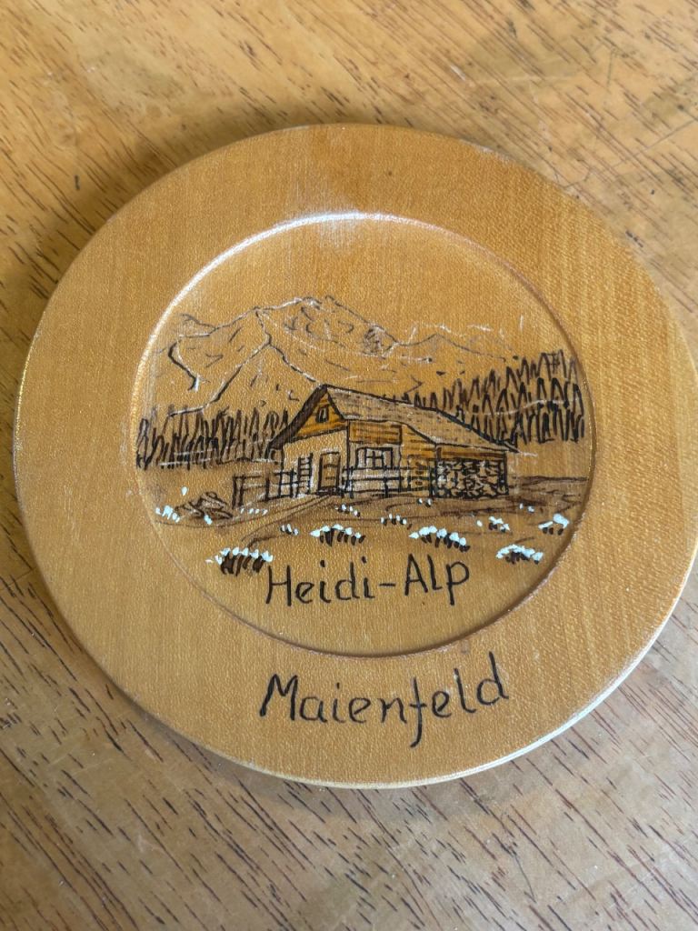 Vintage Heidi-Alp Wooden Coaster from Maienfeld