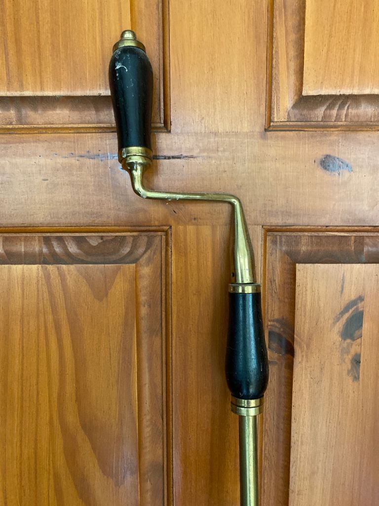 Vintage-Style Brass & Wood Gate/Shutter Winder Crank Handle