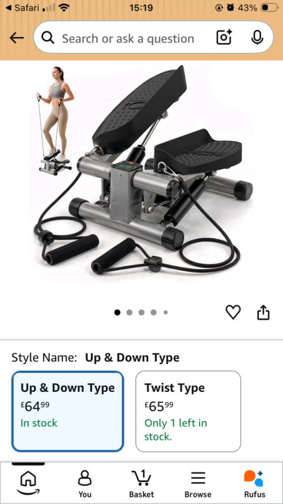 Brand new Niceday stepper exercise machine with resistance bands / RRP £65
