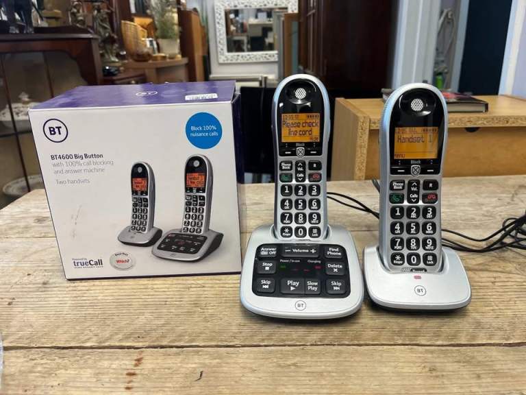  BT 4600 Big Button Twin Cordless Telephone with Answering Machine & Call Blocker
