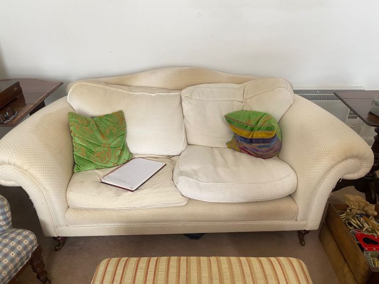 Cream Two-Seater Sofa –  upholstering project, Fabric