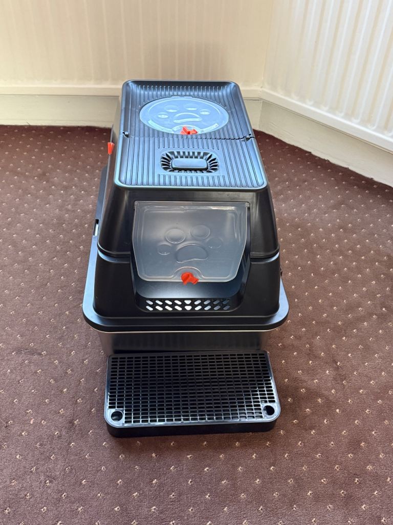 Eosarcu Stainless Steel Litter Box Tray w/ Lid & Scoop XXL - Black