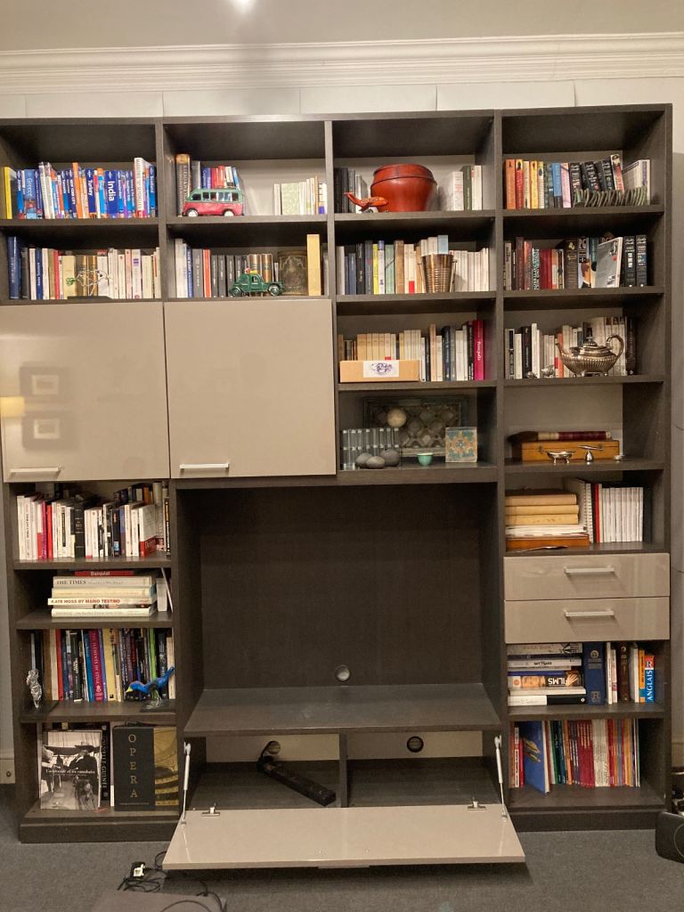 image for Cinna Concerto Bookcase + TV Unit In Grey Oak with Lacquer Drawers and Doors