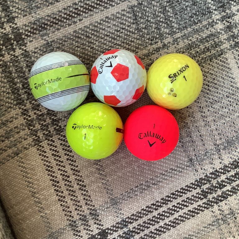 5 only coloured golf balls Callaway, Srixon & TaylorMade pre owned