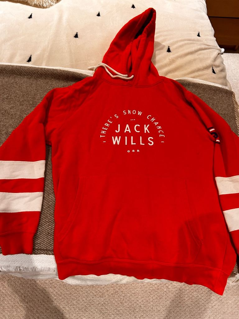 Jack Wills Hoodie, S, red & white, great condition, pet & smoke free