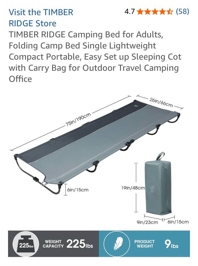 image for Timber Ridge folding bed - single