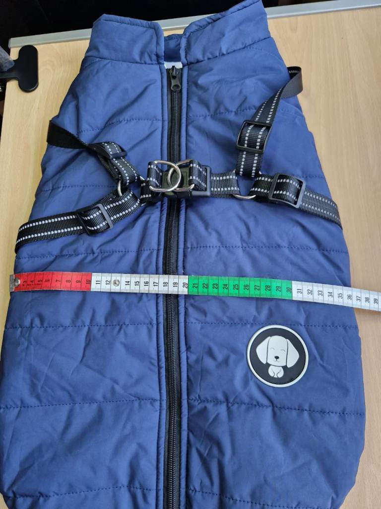 Dog Coat With Built In Harness Navy Blue  