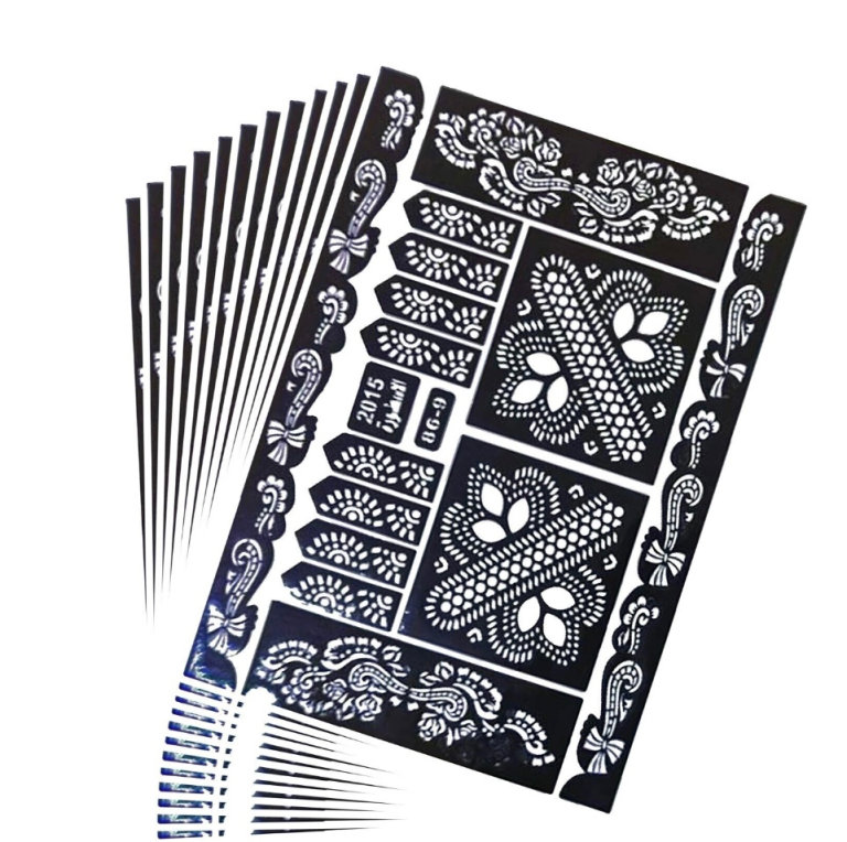 12 Henna Lace Temporary Tattoo Sticker Bindi Trick and Treat Scary Party Filler