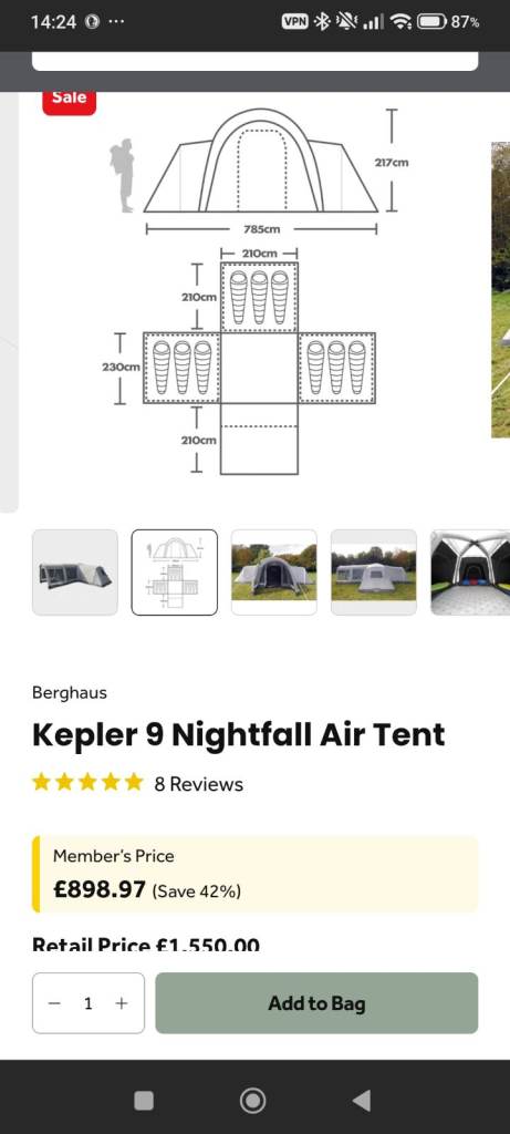 Berghaus Kepler 9 Nightfall Air Tent 