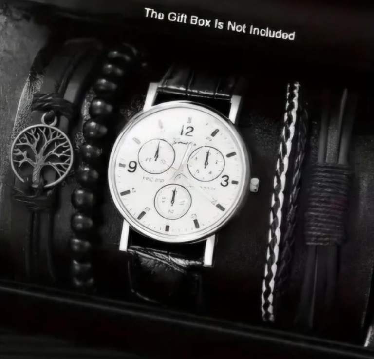 Mens watch & bracelet gift set