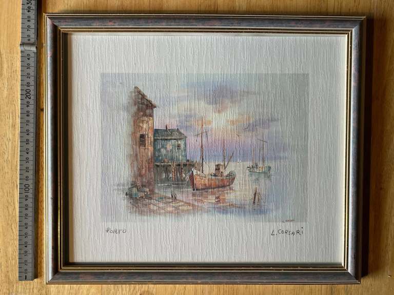 Fishing Boat Print From An Original Painting By L. Corsari Framed Art