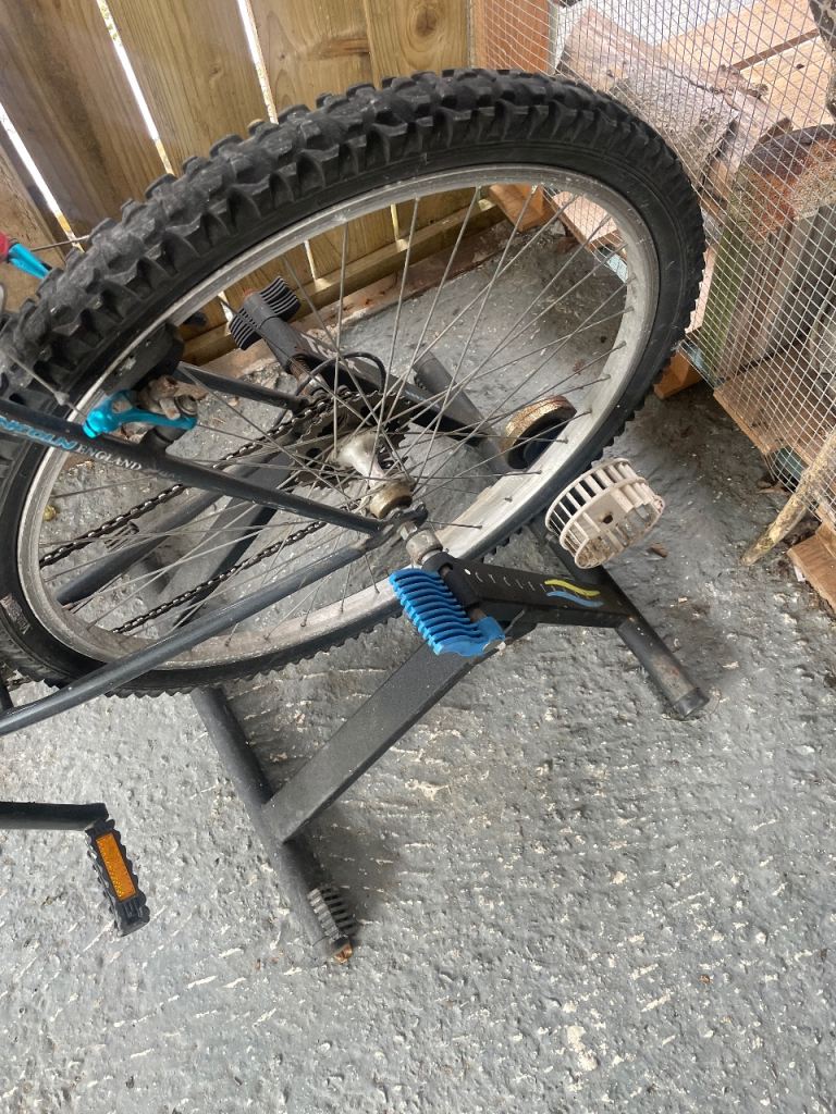 Lincoln bike, 10 speed with Cycle-Track static trainer