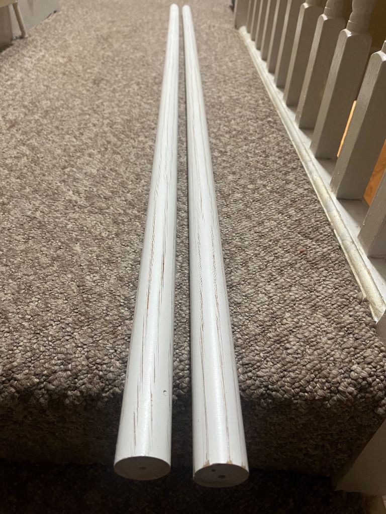 image for 2x White Wooden Curtain Pole 180cm x 35mm