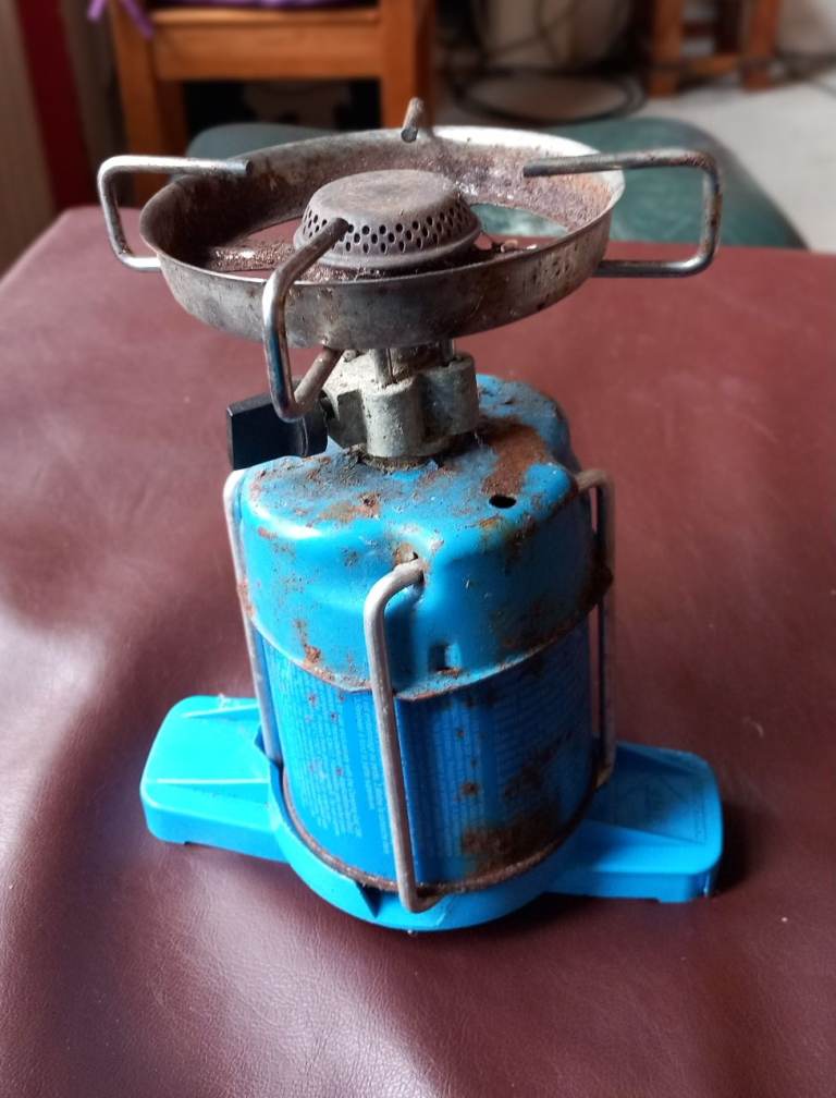 Free Used Portable Camping Gas Stove – Blue, Fair Condition