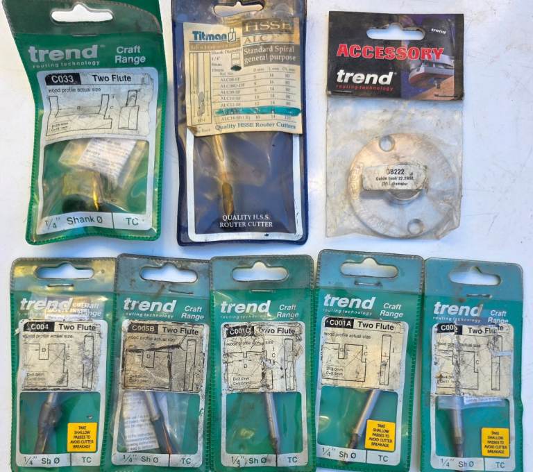 ROUTER BITS Trend and Titman AS IN THE PICTURES. DETAILS ARE IN DESCRIPTION.