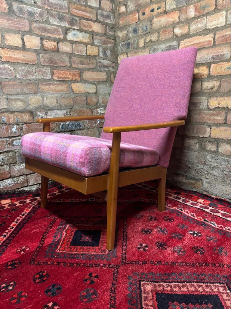 Mid Century Armchair - Upholstered in Harris Tweed 
