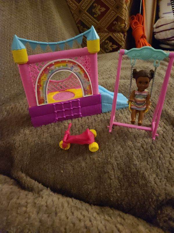 Barbie toddler bouncy castle  and swing set