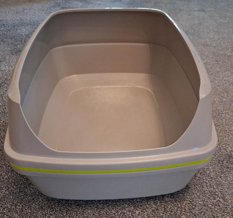 Large Open Cat Litter Tray High Sided 50cm Grey