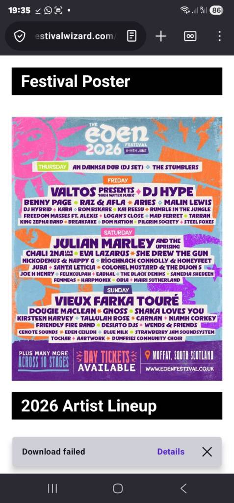 Eden Festival Weekend Ticket for sale