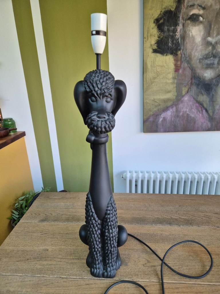 Vintage rare midcentury poodle dog table lamp like Abigail Ahern fully working 