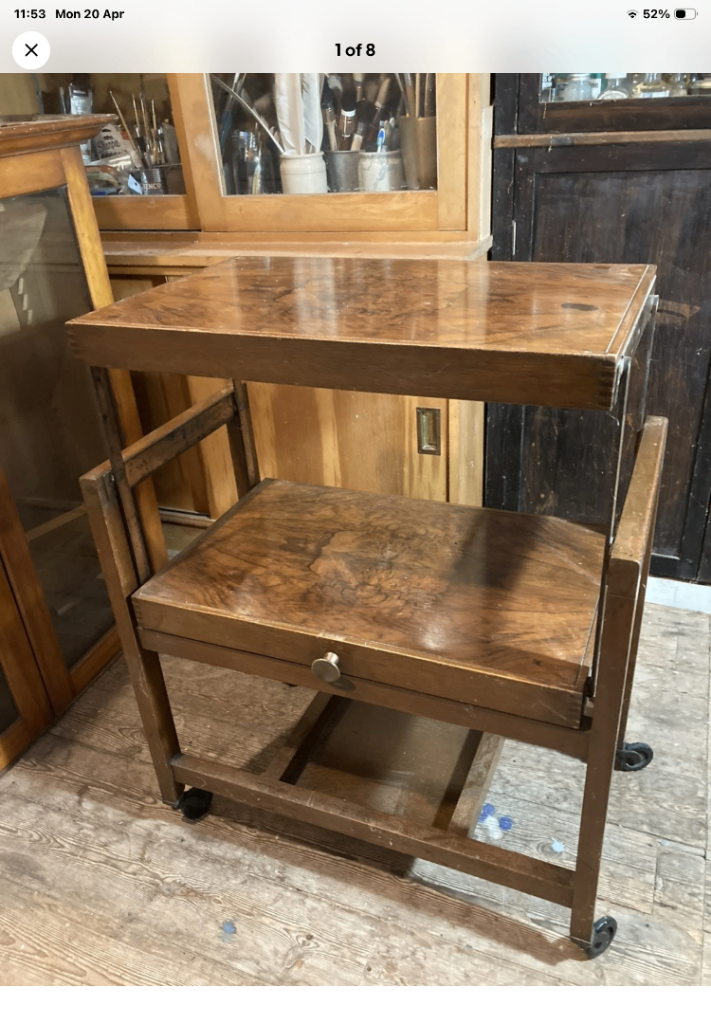 Vintage 1920’s Art Deco Besway Metamorphic Trolley Table Burr Walnut