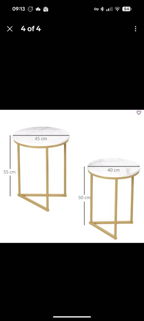 Wayfair Alishaba Frame Nesting Tables Gold Grey Marble x2 Fairmont Park