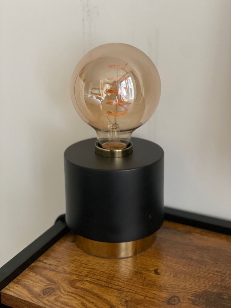 Stylish Black and Gold Table Lamp with Edison Bulb