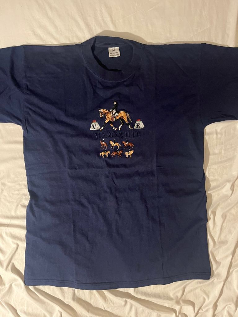 Marcoville Horse Riding Navy Blue T-Shirt - Size M, Good Condition