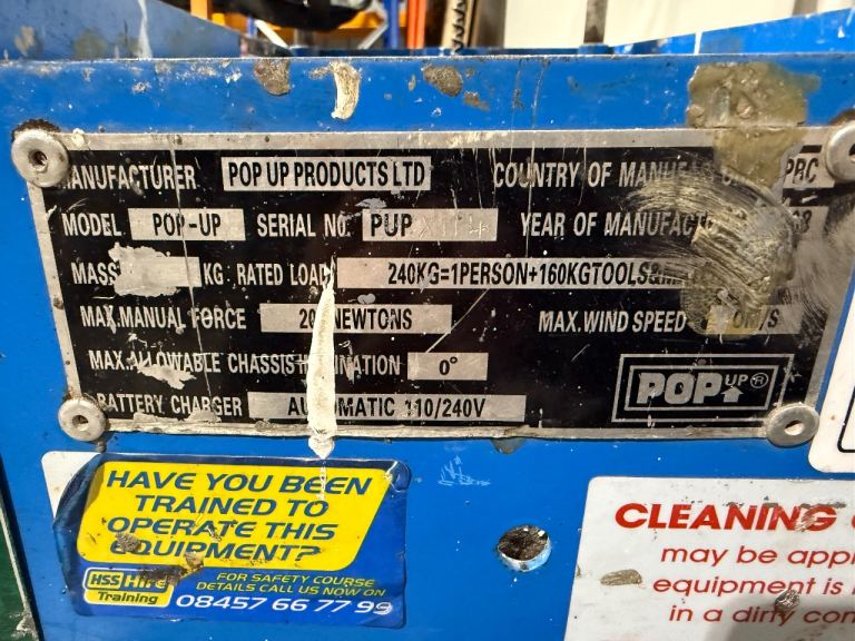 Pop Up Push Around Mini Scissor Lift Access Platform 1.65m Working Height Electric Battery Powered