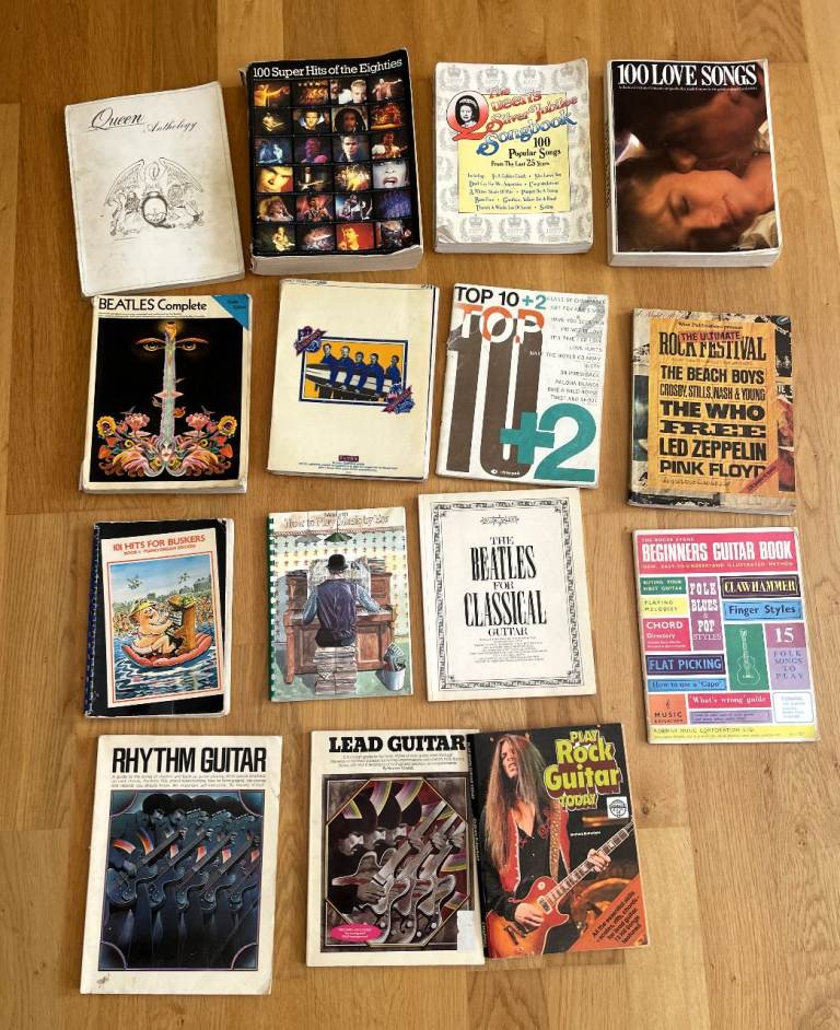 Job lot of 15 vintage 1970s 1980s pop rock sheet music books, compilations, tutorials 