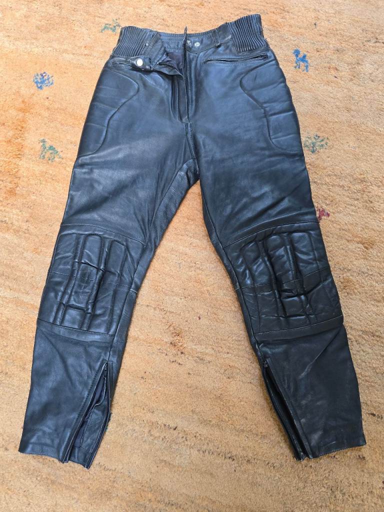 Leather Biker Trousers Size 14/EU 40 Ashman Cowhide Motorbike Women's 