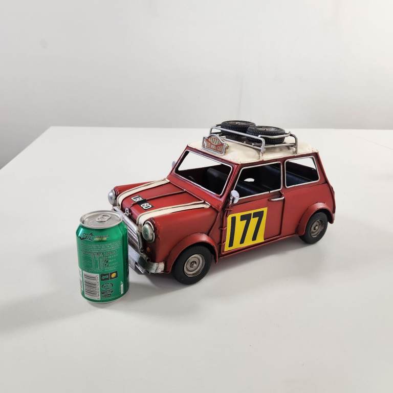 Metal Tin Large Red Mini Car 1967 Monte Carlo Rally Car Collectable Model 41cm