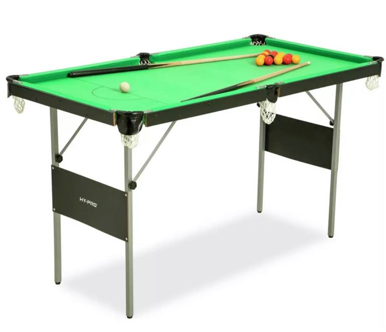 •	Hy-Pro 4ft 6 Snooker Table Bundle – Cues & Accessories Included