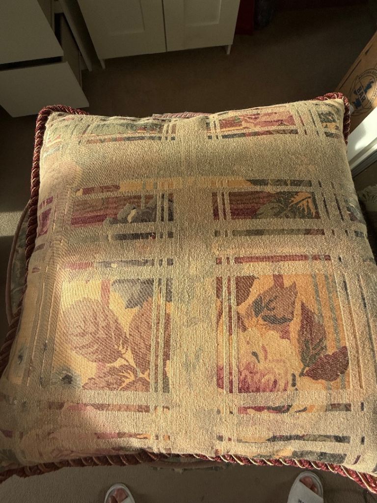 Crowsons Vintage material handmade piped cushions x4