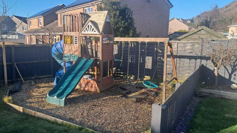 Climbing frame and trampoline 