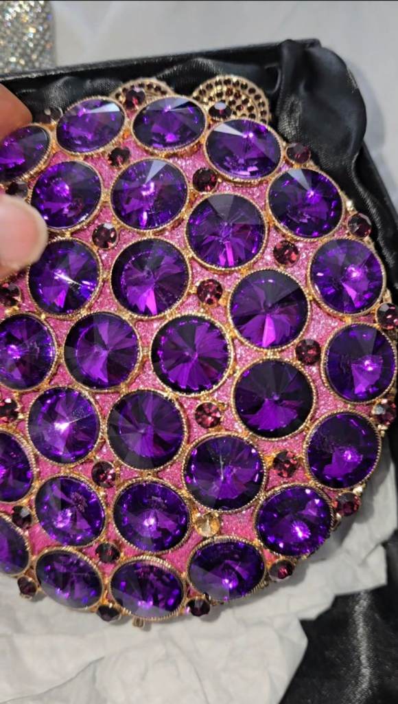 Women's purple luxury rhinestone clutch party bag