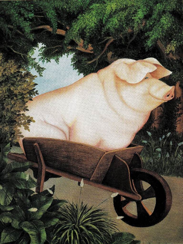 21. A framed original print of a PIG featuring BERYL COOK