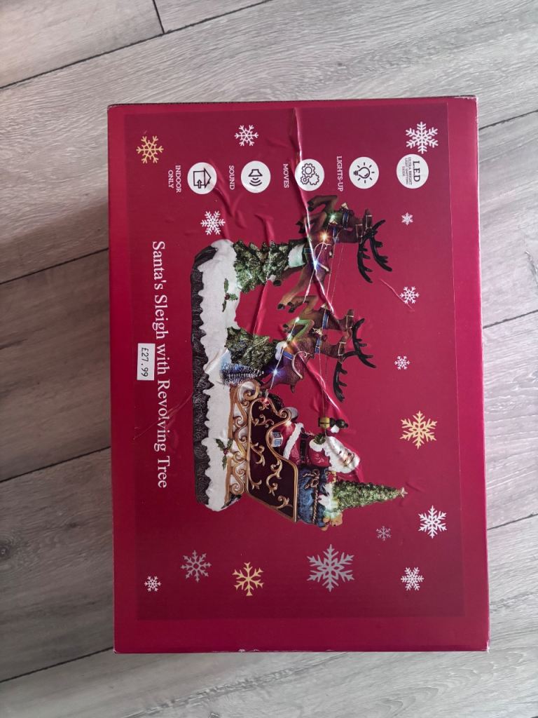 Santa's Sleigh with Revolving Tree - New in Box