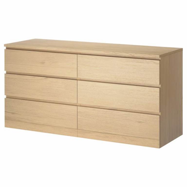IKEA MALM Chest of 6 Drawers – Oak Veneer – 160x78 cm