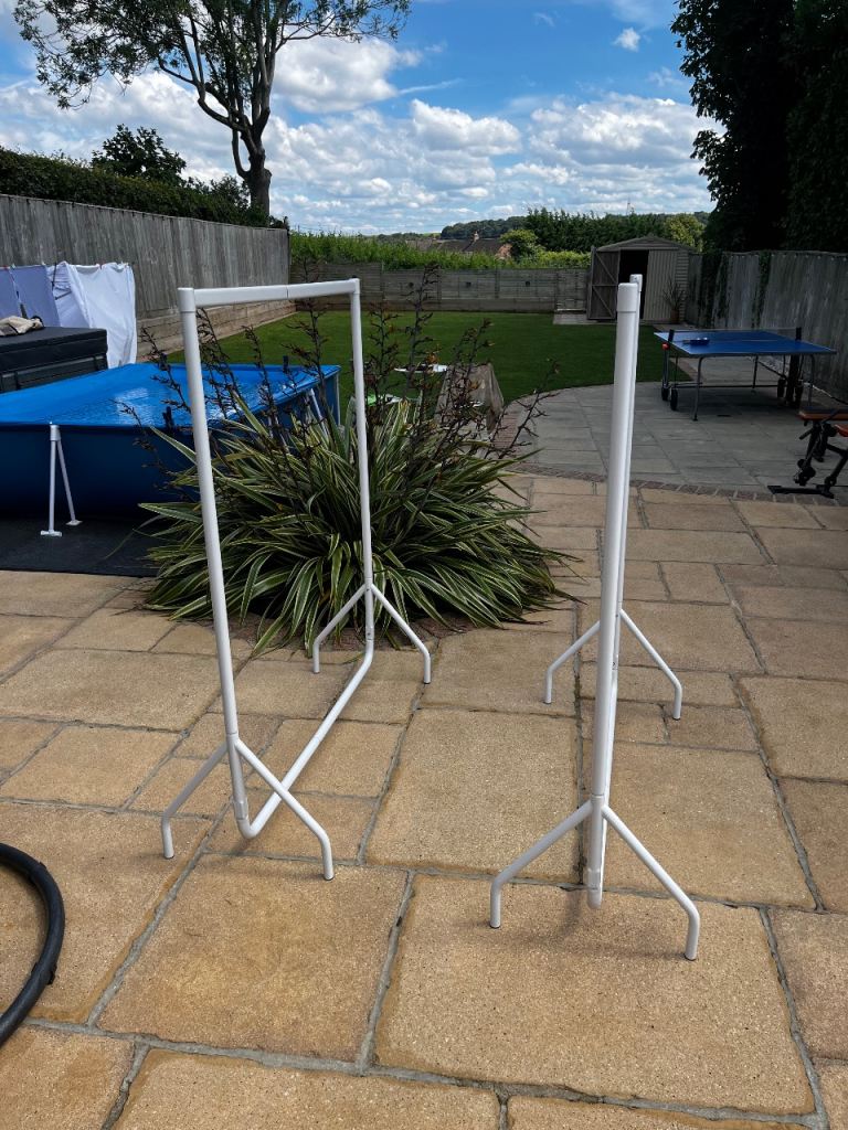 Two White Metal Clothes Rails – Good Condition