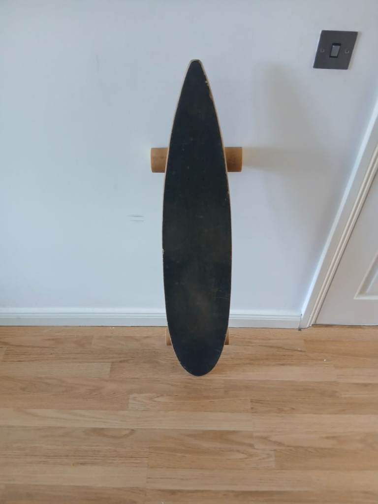 Longboard Skateboard – Brown Wooden Finish, Fair Condition