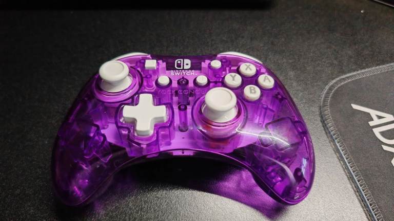 Rock Candy Nintendo Switch Wired Controller Transparent Purple Tested Free P&P