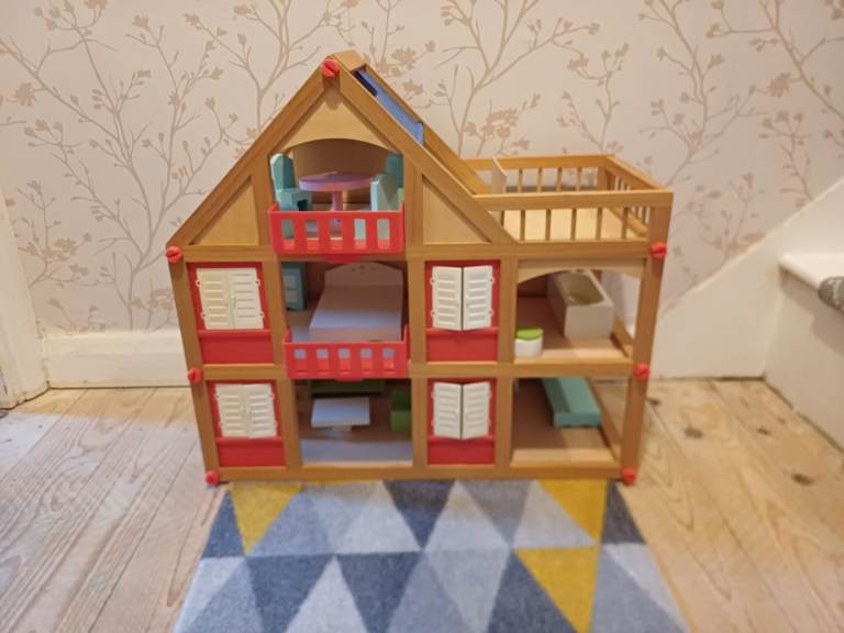 image for Wooden dolls house with furniture