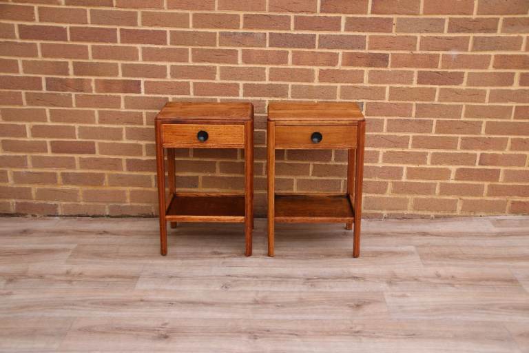 Pair of Vintage Oak Bedside Tables (UK Delivery)