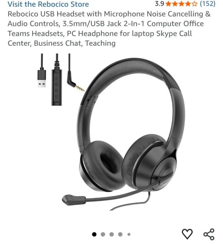 Rebocico USB Headset with Microphone Noise Cancelling
