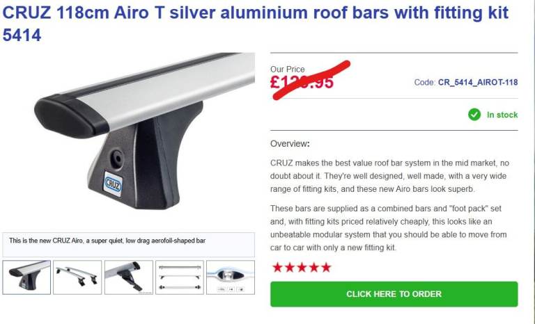 Roofbars to fit small car: e.g. Audi A3/ Renault Clio