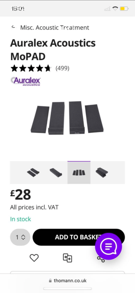 Acoustic isolation pads