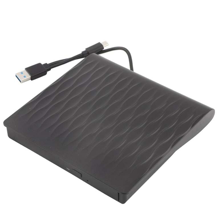 Portable USB 3.0 Black External Optical Drive for Desktop Notebook with Raised Grain Design