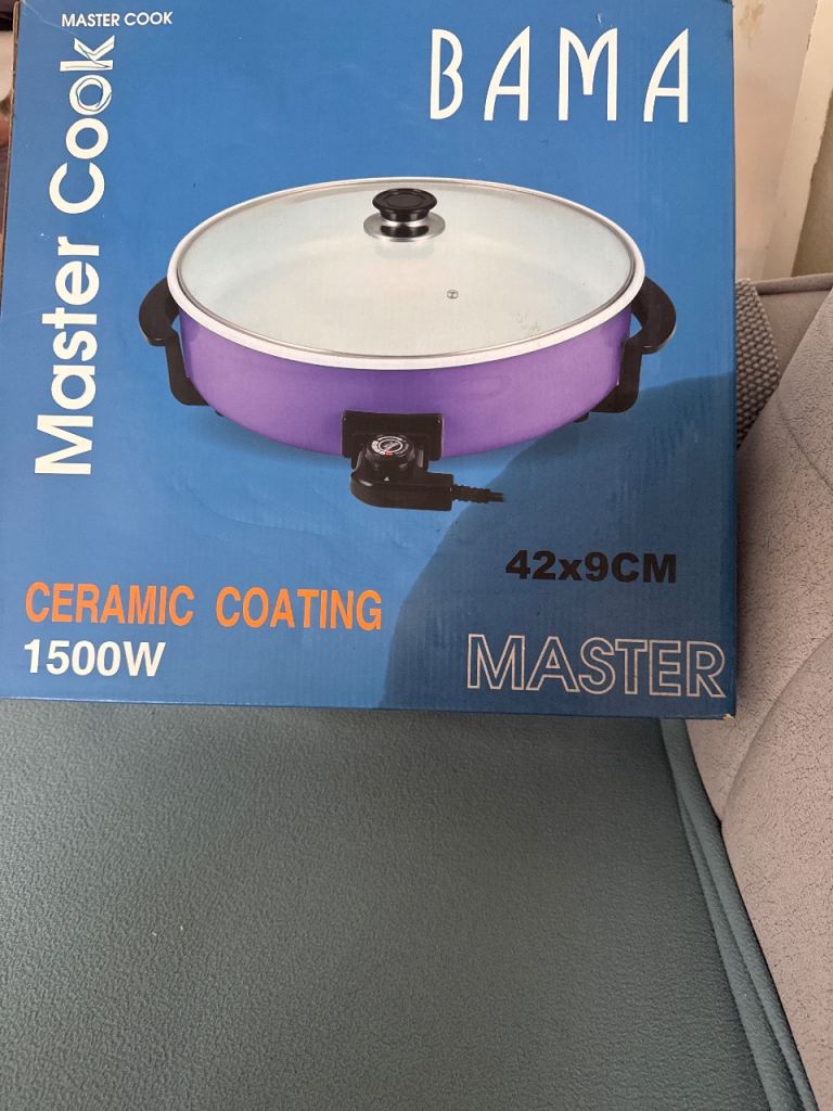 Master Cook BAMA Electric Pan - NEW Purple Ceramic Coating, 1500W